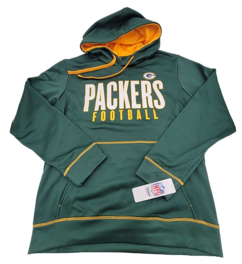 Green Bay Packers NFL Team Apparel Pullover Hoodie Men’s MED NWT W DEFECT